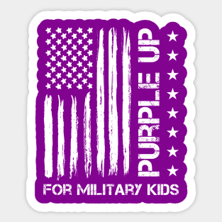 Purple Up For Military Kids USA Flag - Military Child Month Sticker